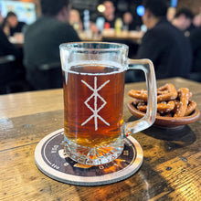 Load image into Gallery viewer, 25oz Beer mug with handle - Viking Protection Rune
