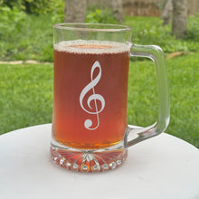 Load image into Gallery viewer, 25oz Beer mug with handle - Treble Clef Note - Music