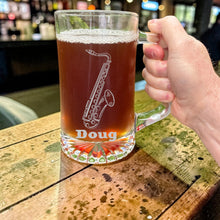 Load image into Gallery viewer, 25oz Beer mug with handle - PERSONALIZED - Saxophone