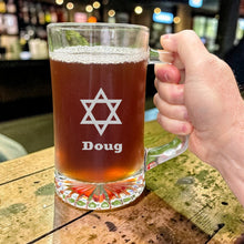 Load image into Gallery viewer, 25oz Beer mug with handle - PERSONALIZED - Star of David