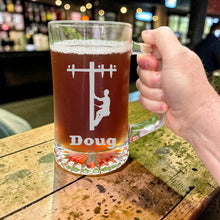 Load image into Gallery viewer, 25oz Beer mug with handle - PERSONALIZED - Lineman