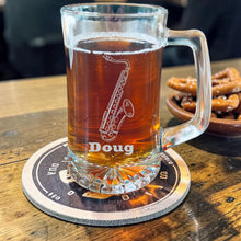 Load image into Gallery viewer, 25oz Beer mug with handle - PERSONALIZED - Saxophone