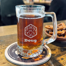 Load image into Gallery viewer, 25oz Beer mug with handle - PERSONALIZED - 20 Sided Dice