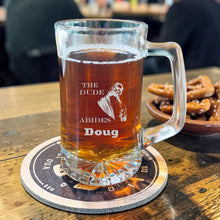Load image into Gallery viewer, 25oz Beer mug with handle - PERSONALIZED - The Dude Abides