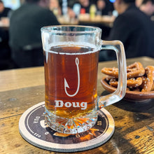 Load image into Gallery viewer, 25oz Beer mug with handle - PERSONALIZED - Fish Hook