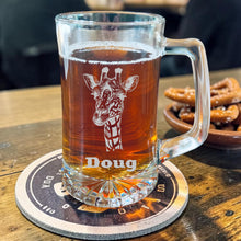 Load image into Gallery viewer, 25oz Beer mug with handle - PERSONALIZED - Longneck Giraffe