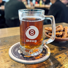 Load image into Gallery viewer, 25oz Beer mug with handle - PERSONALIZED - Eight Ball - Pool