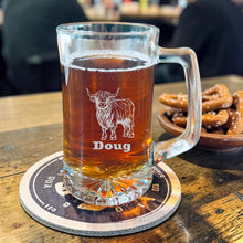 Load image into Gallery viewer, 25oz Beer mug with handle - PERSONALIZED - Highland Cow