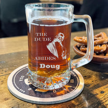Load image into Gallery viewer, 25oz Beer mug with handle - PERSONALIZED - The Dude Abides