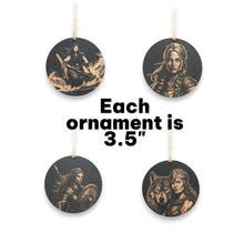 Load image into Gallery viewer, Ornament - Black - Lady Viking - Set of 4