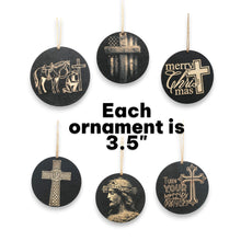 Load image into Gallery viewer, Ornament - Black - Cross - Set of 6