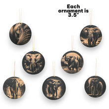 Load image into Gallery viewer, Ornament - Black - Elephants - Set of 7