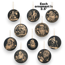 Load image into Gallery viewer, Ornament - Black - Santa - Set of 10 - Santa Claus