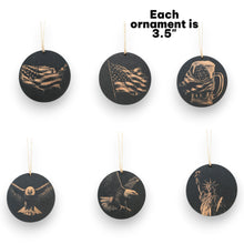 Load image into Gallery viewer, Ornament - Black - America - Set of 6