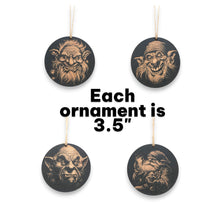 Load image into Gallery viewer, Ornament - Black - Gnomes - Set of 4