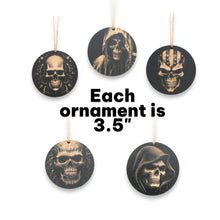 Load image into Gallery viewer, Ornament - Black - Skulls - Set of 5