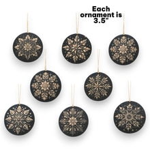 Load image into Gallery viewer, Ornament - Black - Snowflakes - Set of 8