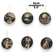 Load image into Gallery viewer, Ornament - Black - Golf - Set of 6