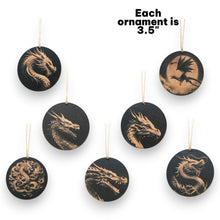 Load image into Gallery viewer, Ornament - Black - Dragons - Set of 7