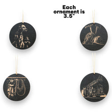 Load image into Gallery viewer, Ornament - Black - Firefighter - Set of 4