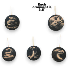 Load image into Gallery viewer, Ornament - Black - Snake herpetology - Set of 5