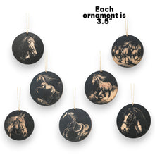 Load image into Gallery viewer, Ornament - Black - Horses - Set of 7
