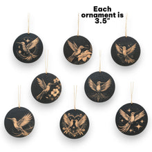 Load image into Gallery viewer, Ornament - Black - Hummingbirds - Set of 8