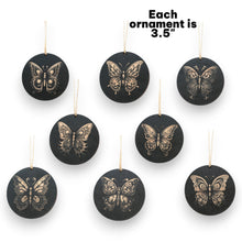 Load image into Gallery viewer, Ornament - Black - Butterflies - Set of 8