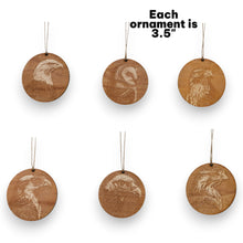 Load image into Gallery viewer, Ornament - Raptors - Birds - Set of 6 - Raw wood