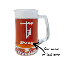 Load image into Gallery viewer, 25oz Beer mug with handle - PERSONALIZED - Lineman