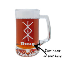 Load image into Gallery viewer, 25oz Beer mug with handle - PERSONALIZED - Viking Protection Rune