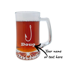 Load image into Gallery viewer, 25oz Beer mug with handle - PERSONALIZED - Fish Hook