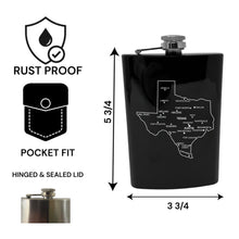 Load image into Gallery viewer, 8oz Flask - Texas with Cities