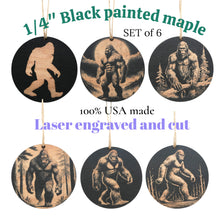 Load image into Gallery viewer, Ornament - Black - Bigfoot Sasquatch - Set of 6