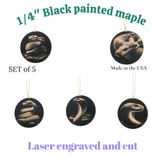 Load image into Gallery viewer, Ornament - Black - Snake herpetology - Set of 5