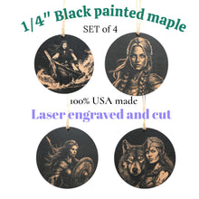 Load image into Gallery viewer, Ornament - Black - Lady Viking - Set of 4