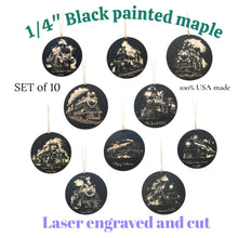 Load image into Gallery viewer, Ornament - Black - Train - Set of 10