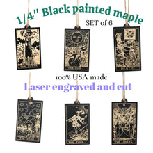 Load image into Gallery viewer, Ornament - Black - Tarot Cards - Set of 6