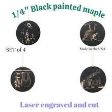 Load image into Gallery viewer, Ornament - Black - Firefighter - Set of 4