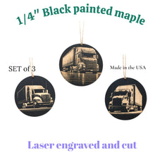 Load image into Gallery viewer, Ornament - Black - Bigrig - Set of 3