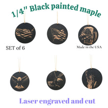 Load image into Gallery viewer, Ornament - Black - America - Set of 6