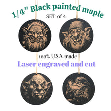 Load image into Gallery viewer, Ornament - Black - Gnomes - Set of 4
