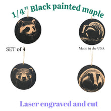 Load image into Gallery viewer, Ornament - Black - Badger - Set of 4