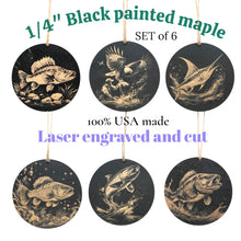 Load image into Gallery viewer, Ornament - Black - Fish - Set of 6