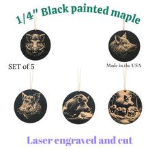 Load image into Gallery viewer, Ornament - Black - Wild Boar - Set of 5