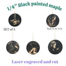 Load image into Gallery viewer, Ornament - Black - Thor - Set of 5
