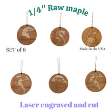 Load image into Gallery viewer, Ornament - Raptors - Birds - Set of 6 - Raw wood