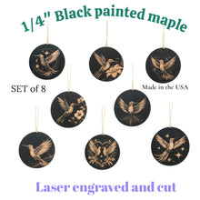 Load image into Gallery viewer, Ornament - Black - Hummingbirds - Set of 8