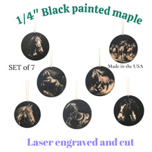 Load image into Gallery viewer, Ornament - Black - Horses - Set of 7