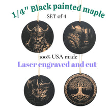 Load image into Gallery viewer, Ornament - Black - Viking - Set of 4